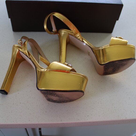 Gucci Gold Super High Heels with Horsebit - Picture 2 of 3